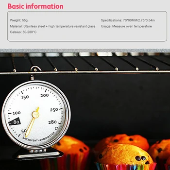Термометър за фурна от неръждаема Стомана, Подвесная поставка с голям циферблат, печене, приготвяне на барбекю, месо, Измерване на температурата на хранителни продукти, Кухненски Инструменти