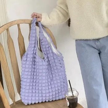 Удобна пътна чанта с Модни аксесоари Чанта през рамо от мека кърпа в сгъвката на Облак пазарска чанта за съхранение