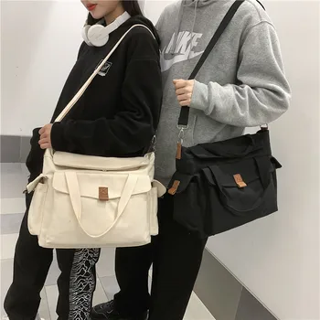 Чанта през рамо, жените корейска, японска мода ежедневни холщовая чанта, за студенти, чанта за пощальона голям капацитет
