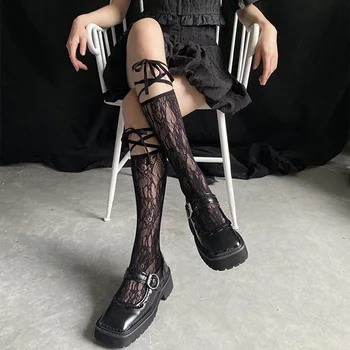 Чорапи с разрезным пръсти, направени със собствените си ръце, чорапи със завързана каишка, Чорапи в стил Лолита до коляното Чорапи за японски момичета със средния ръкав