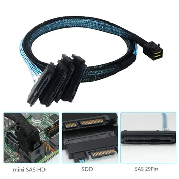 0,5 м/1 м MiniSAS HD СФФ-8643 36P-4SFF-8482 29 15П Кабел-адаптер за захранване SATA твърд диск SATA Кабел-Сплитер на твърдия диск SAS