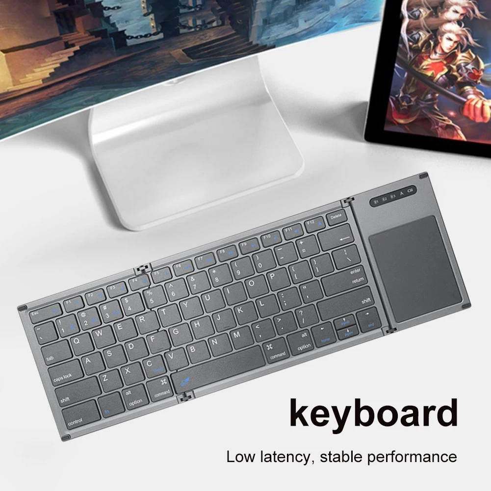 Безжична сгъваема клавиатура, многофункционална Bluetooth-съвместима клавиатура, 78 клавиши, тъчпад, акумулаторна клавиатура за таблет телефон