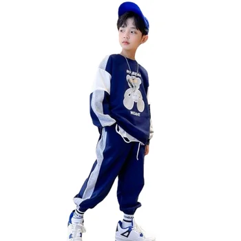 Комплекти детски дрехи, пролетно спортно облекло за момчета, нова детски дрехи от две части на средни и големи размери от 4 до 12 години
