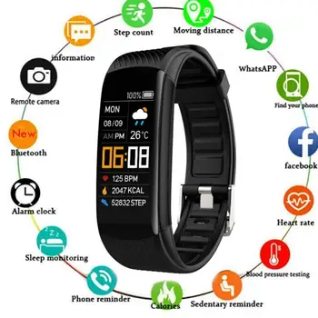 Умен часовник Smart Band Спортен фитнес тракер Крачкомер наблюдение на сърдечната честота следи кръвното налягане Bluetooth Водоустойчив Спортен гривна